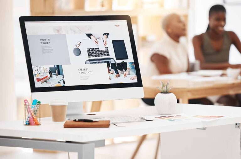 computer showing web site design Orange County