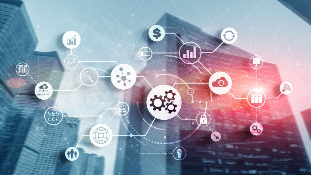Fintech, Financial Technology and Business concept on modern city background. Fintech Content Repurposing Services