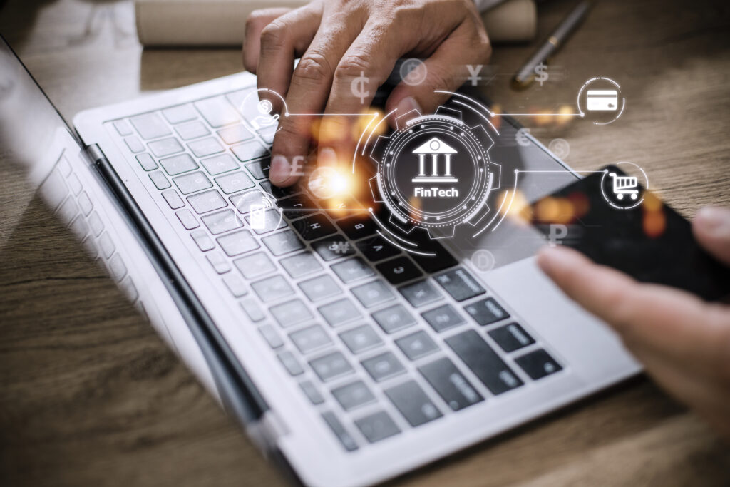 Future of financial technology concept businessman selecting fin Google AI Overview Optimization for Fintech